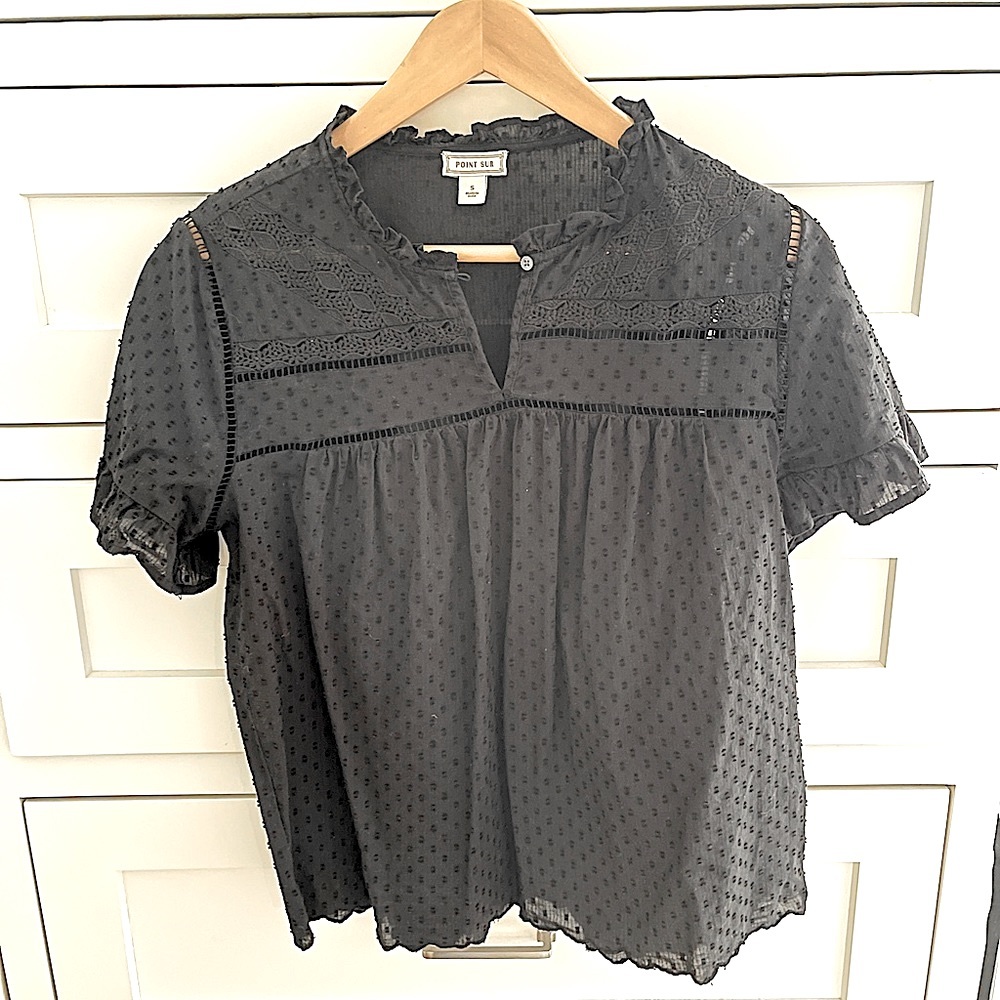 J.Crew x Point Sur Eyelet top